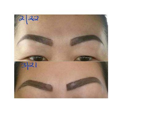 You can totally see the mistake on this before/after photos. One brow is so far in compared to the other.