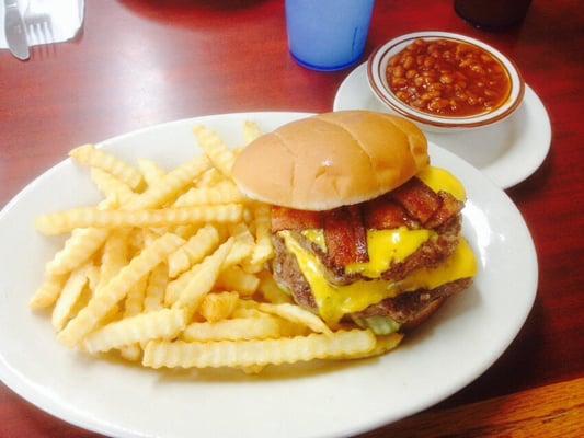 Double bacon cheeseburger basket