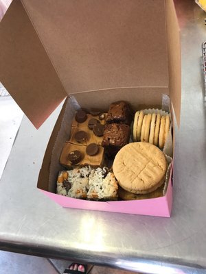 Peanut butter Rice crispy treat, brownies, magic bars, peanut butter and chocolate chip cookies