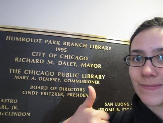 This is me at the Humboldt Park branch on my quest to all the CPL branches!