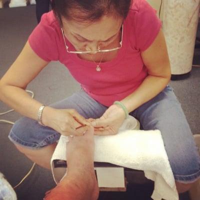 Not sure of her name but she definitely is the pedicure queen hands down this lady is the best at what she does thank you