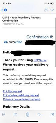 Confirmation of redelivery scheduled a day after it was supposed to be redelivered?