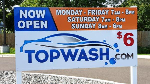 TopWash 4' x 8' alumacore sign w/ digital print.