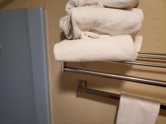 Condition of towels in room because they would fall through rack