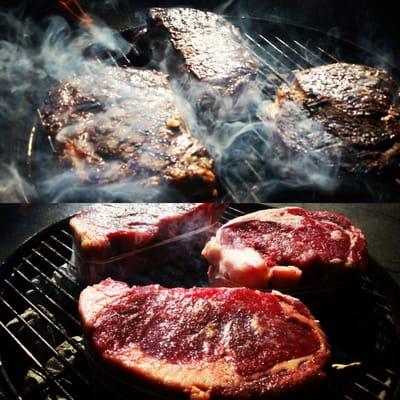 Grass Fed Ribeye on the grill.