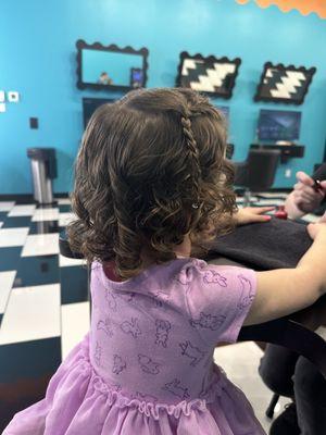 Girls hair wash hair cut and manicure