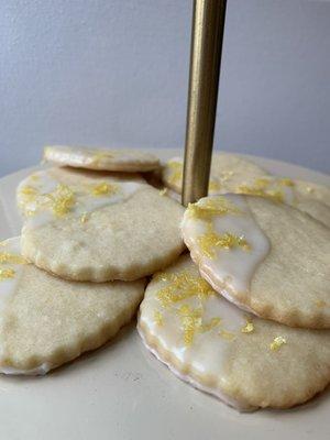 Lemon shortbread dipped in lemon glaze