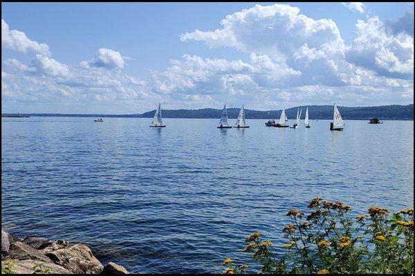 Sailing in lower harbor Marquette, MI