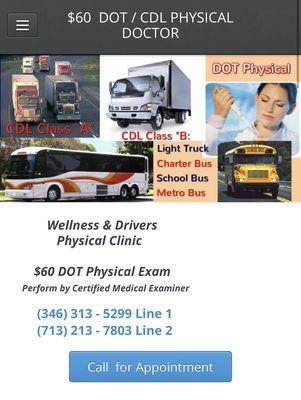 $60 DOT PHYSICAL EXAM