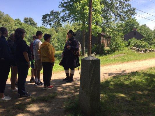 Walking in the footsteps of the British Regulars on the Old Battle Road in Lexington, MA.