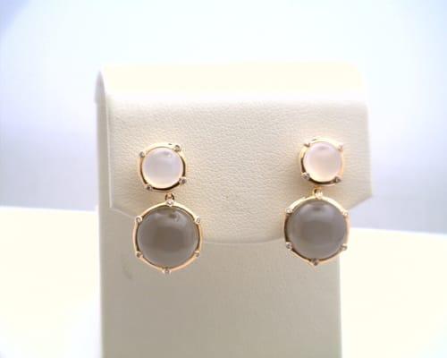 Moonstone earrings set in 14kt rose gold