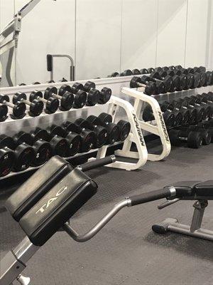 Racks and racks of dumbbells