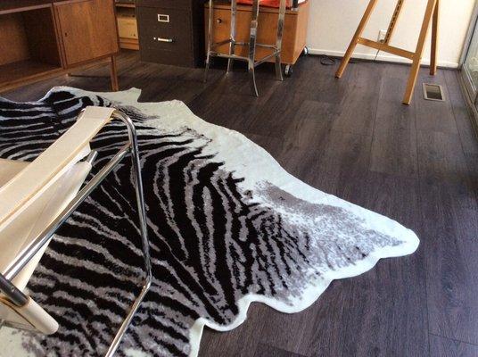 Studio with faux fur rug