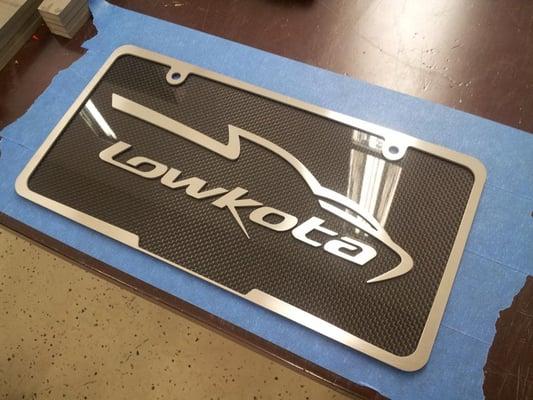 Custom License Plate in Carbon Fiber and brushed Stainless Steel