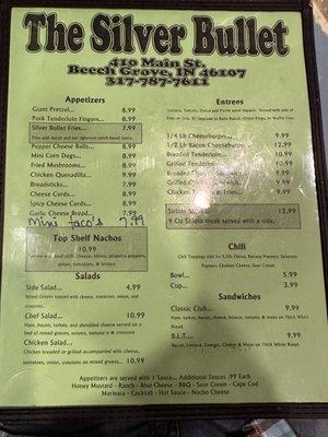 Menu Side One