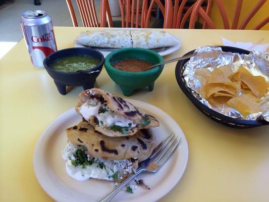 Gorditas, burrito, chips & salsa