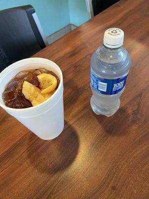 Large Ice Tea and Water