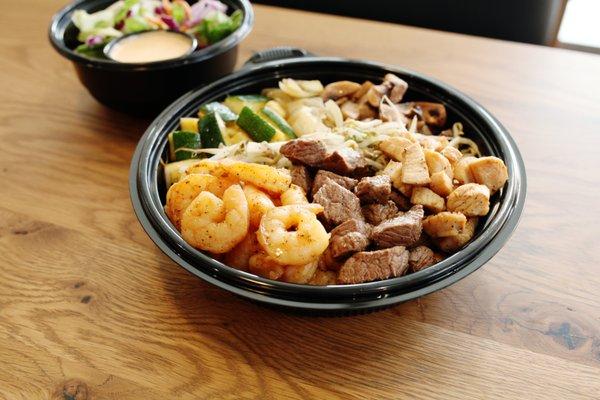 Shrimp + Steak + Chicken bowl