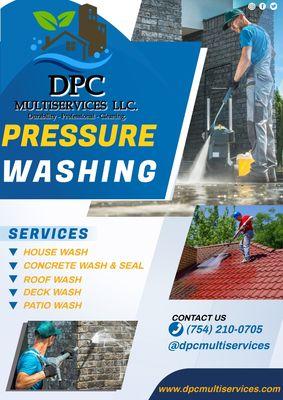 Professional Pressure washing in your residential, commercial, building and warehouse. Contact Us www.dpcmultiservices.com or 754-210-0705