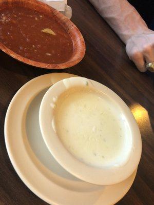 Cheese dip and salsa