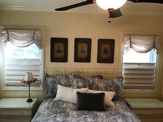 Vignette Modern Roman Shades by Hunter Douglas and custom made valances