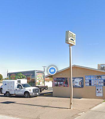 Business building with sign board