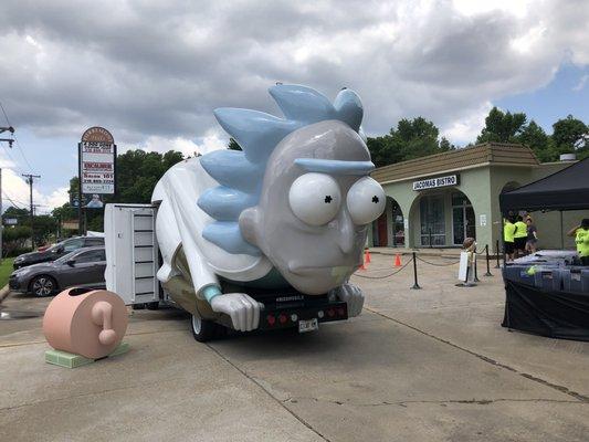 5/26/18 Saturday afternoon. It's the Rickmobile from Adult Swim's, Rick and Morty: Don't Even Trip Road Trip 2018! Parked here at Excalibur.