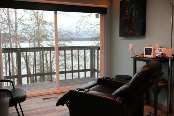 Relax in our spa-like atmosphere, overlooking Lake Washington.