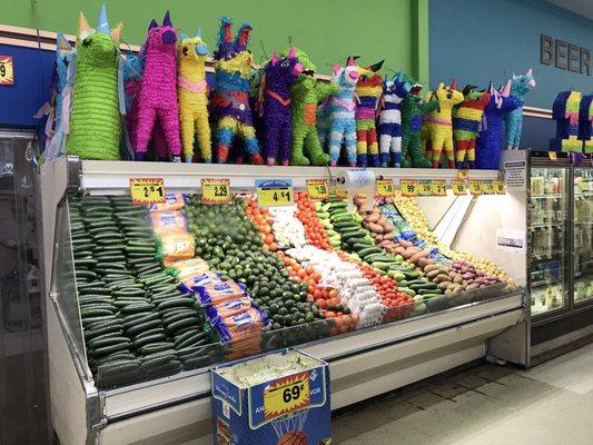 Produce and piñatas