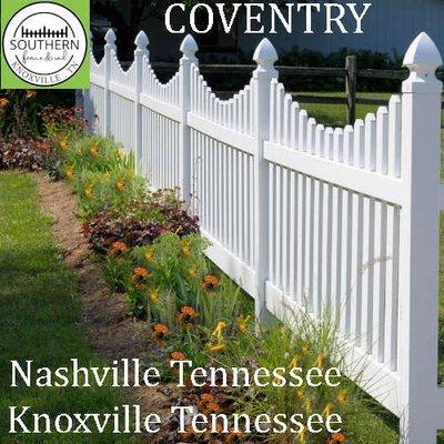 Coventry white vinyl picket fence no maintenance no painting lifetime warranty Southern Fence and Rail Knoxville fence company of choice