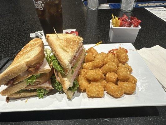 Club Sandwich with Tater Tots