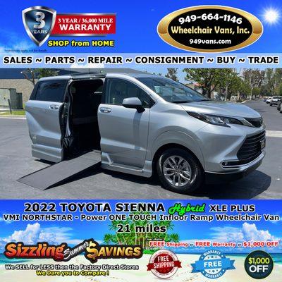 2022 Toyota Sienna Hybrid Wheelchair Vans