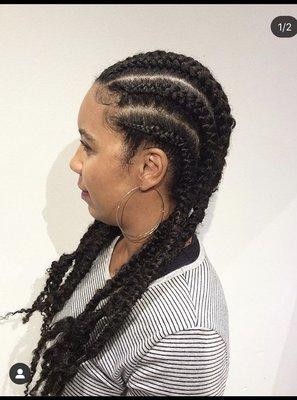 Simple natural look fed in cornrow done by me