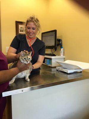 Chloe at her first checkup.