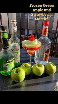 Frozen Green Apple and Strawberry Martini