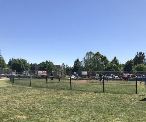 New addition to the t-ball field this season--a removable fence in the outfield