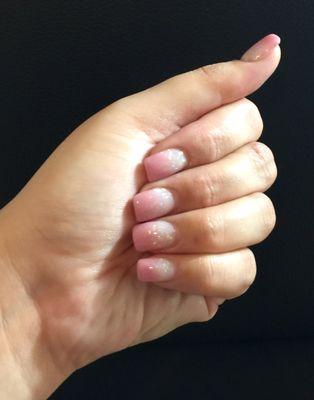 Ready for Easter! Pink and white ombre with glitter :)