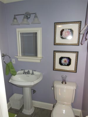 The completed powder room