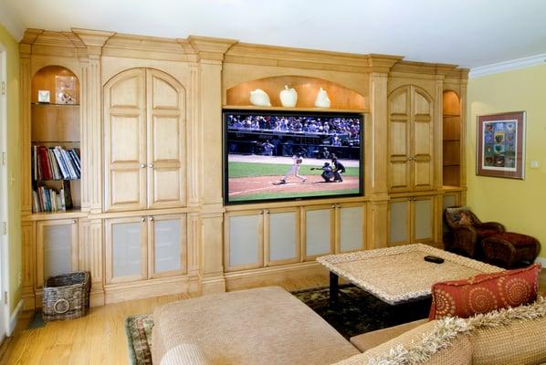 tv in custom cabinetry