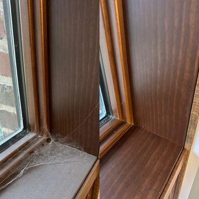 During a deep clean we go into places that are hard to reach for example this window sill.