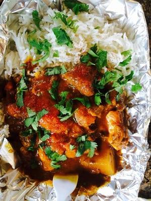 African Goat curry over rice and carrots