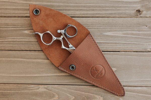 Swivel shears with custom DSC veg leather case