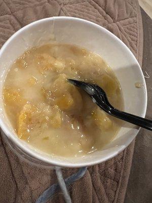 This was suppose to be peach cobbler but it's a soup consistency