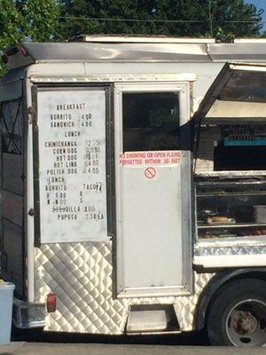 Taco truck menu