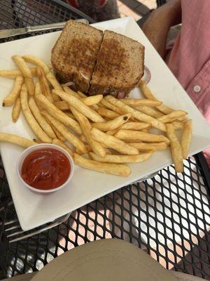 Black Russian Hamburger with French fries