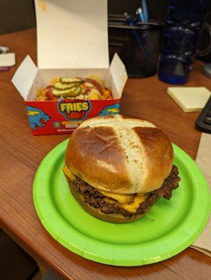 Beast style burger and beast style fries