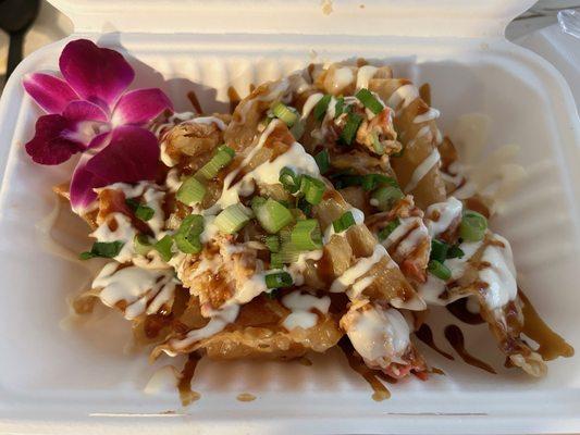 Poke nachos with spicy crab from the Hawaiian truck