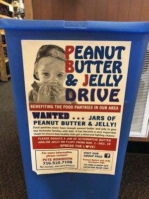 Donate peanut butter or jelly! Give a hungry child a chance.