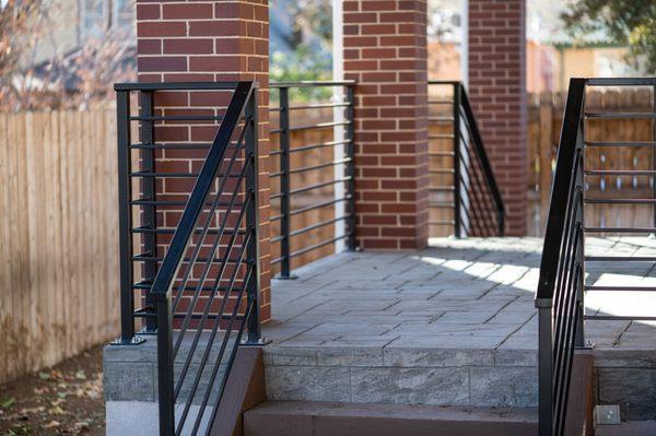 Custom metal railings on patio.