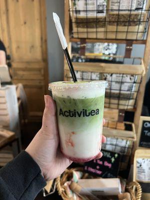 Activitea oat milk strawberry matcha, $7